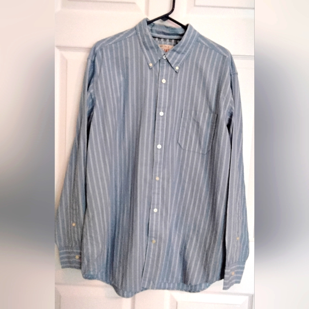Article 365 Men's Light Blue/ White Pinstripe Oxford Button-Down Shirt